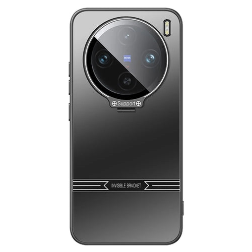 For vivo X100 Pro 5G Case Metal Lens Frame PC+TPU Drop-proof Matte Phone Cover with Lens Film - Black - 1