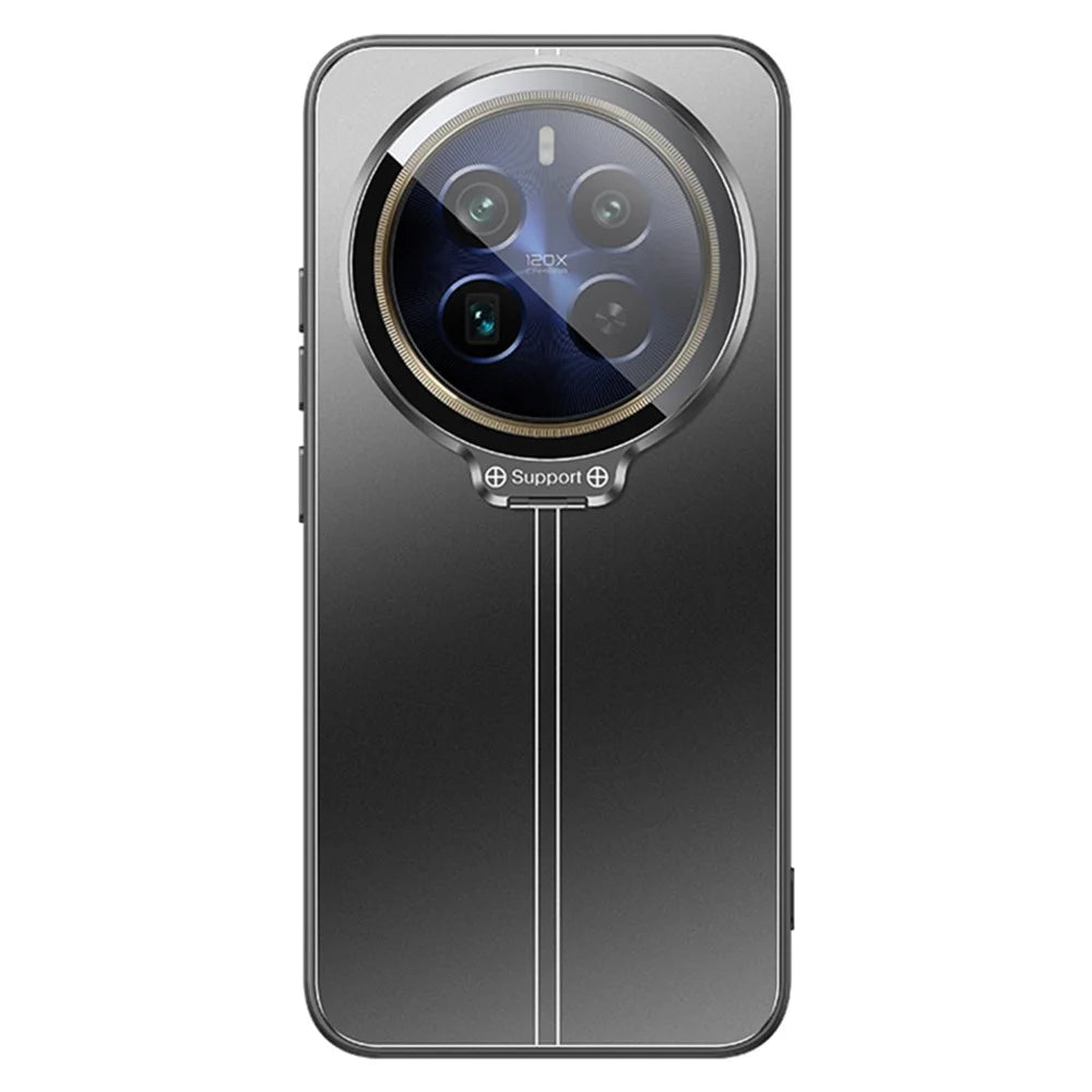 For Realme 12 Pro 5G / 12 Pro+ 5G Case with Lens Kickstand Shockproof PC+TPU Phone Cover - Black - 1