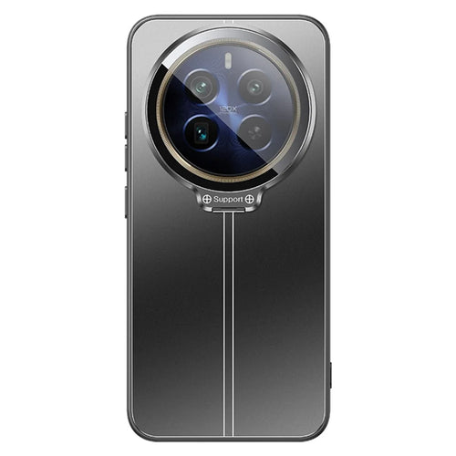 For Realme 12 Pro 5G / 12 Pro+ 5G Case with Lens Kickstand Shockproof PC+TPU Phone Cover - Black - 1