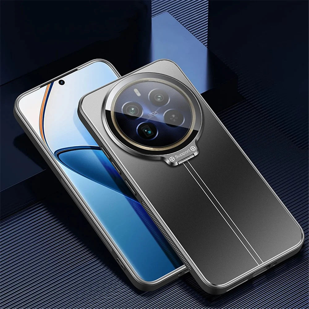 For Realme 12 Pro 5G / 12 Pro+ 5G Case with Lens Kickstand Shockproof PC+TPU Phone Cover - Black - 2