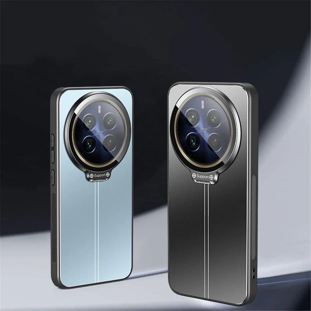 For Realme 12 Pro 5G / 12 Pro+ 5G Case with Lens Kickstand Shockproof PC+TPU Phone Cover - Black - 3