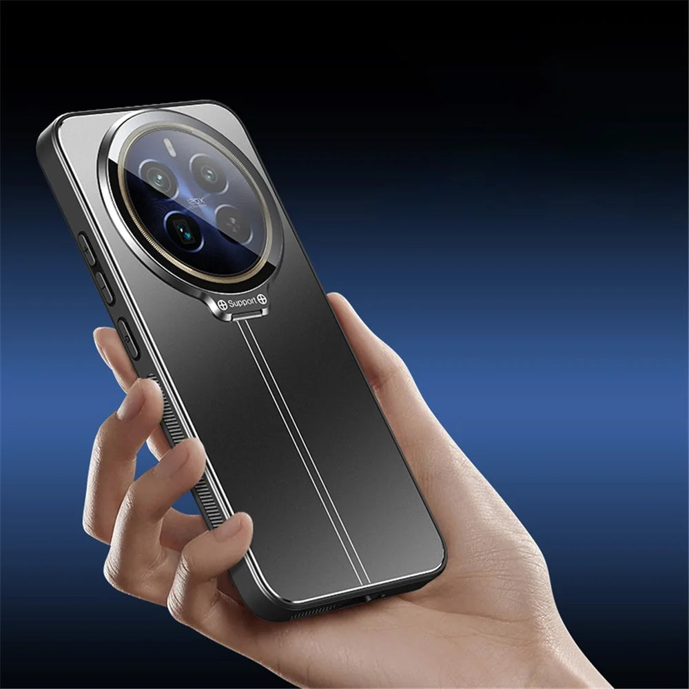 For Realme 12 Pro 5G / 12 Pro+ 5G Case with Lens Kickstand Shockproof PC+TPU Phone Cover - Black - 4