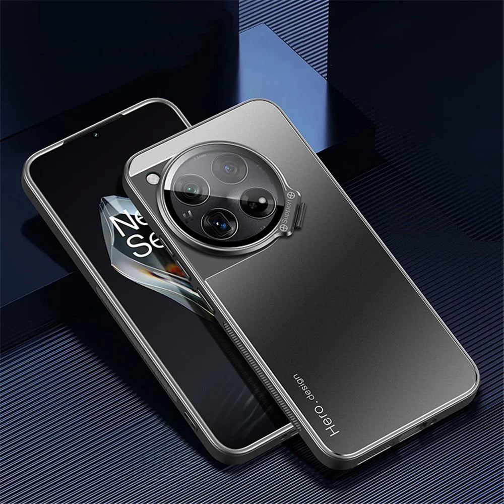 For OnePlus 12 5G Case with Lens Kickstand Shockproof PC+TPU Phone Cover - Black - 2