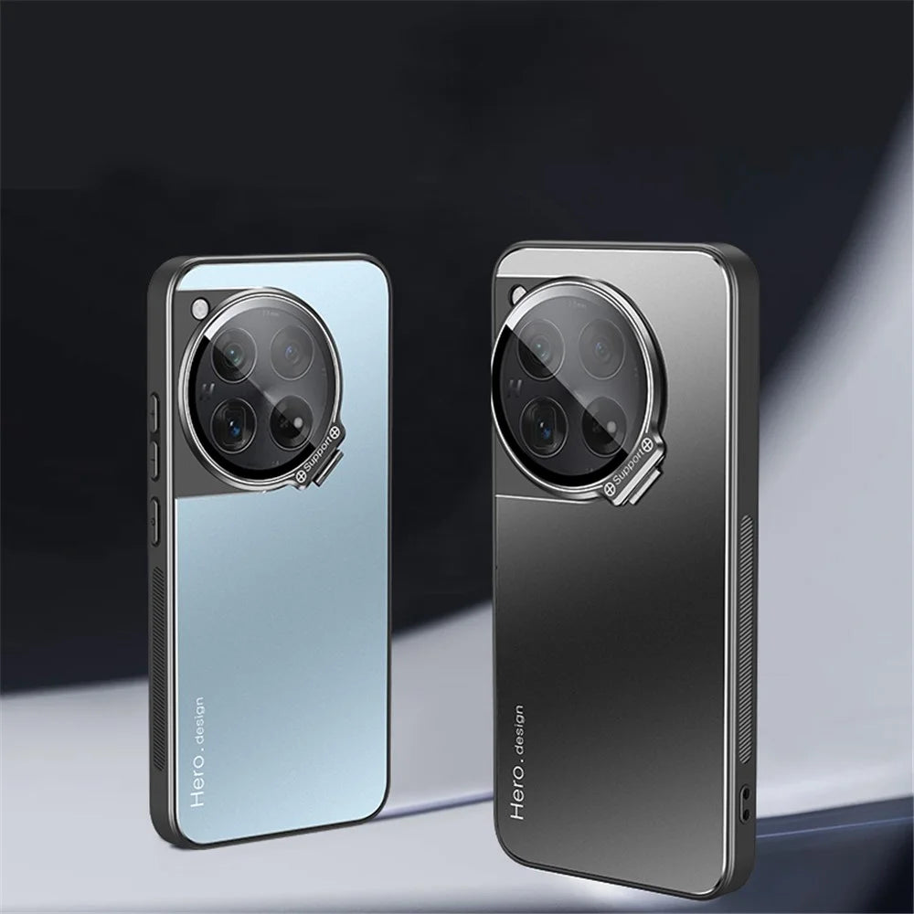 For OnePlus 12 5G Case with Lens Kickstand Shockproof PC+TPU Phone Cover - Black - 3