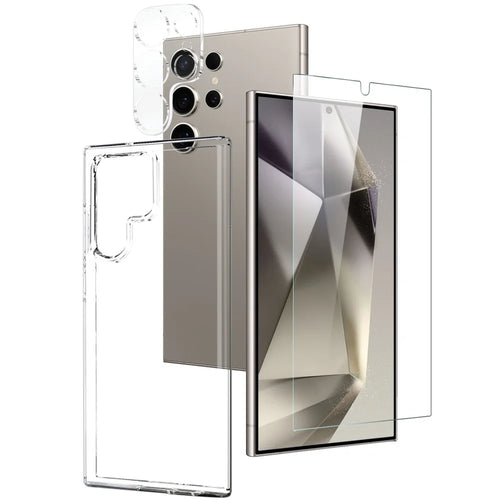 NORTHJO For Samsung Galaxy S24 Ultra TPU Case +Tempered Glass Film+Camera Lens Film (Support Fingerprint Unlock) - 1