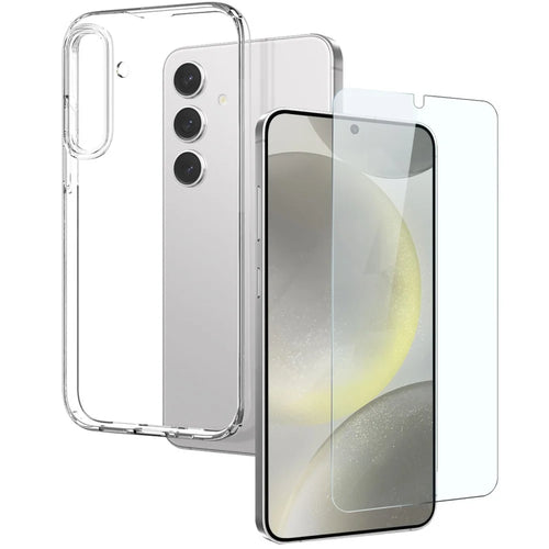 NORTHJO For Samsung Galaxy S24+ Clear TPU Phone Case+Tempered Glass Film (Support Fingerprint Unlock) - 1
