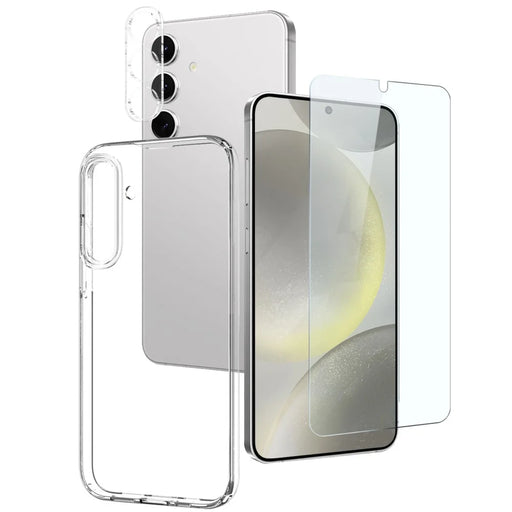 NORTHJO For Samsung Galaxy S24 TPU Phone Case+Tempered Glass Film+Camera Lens Protector (Support Fingerprint Unlock) - 1