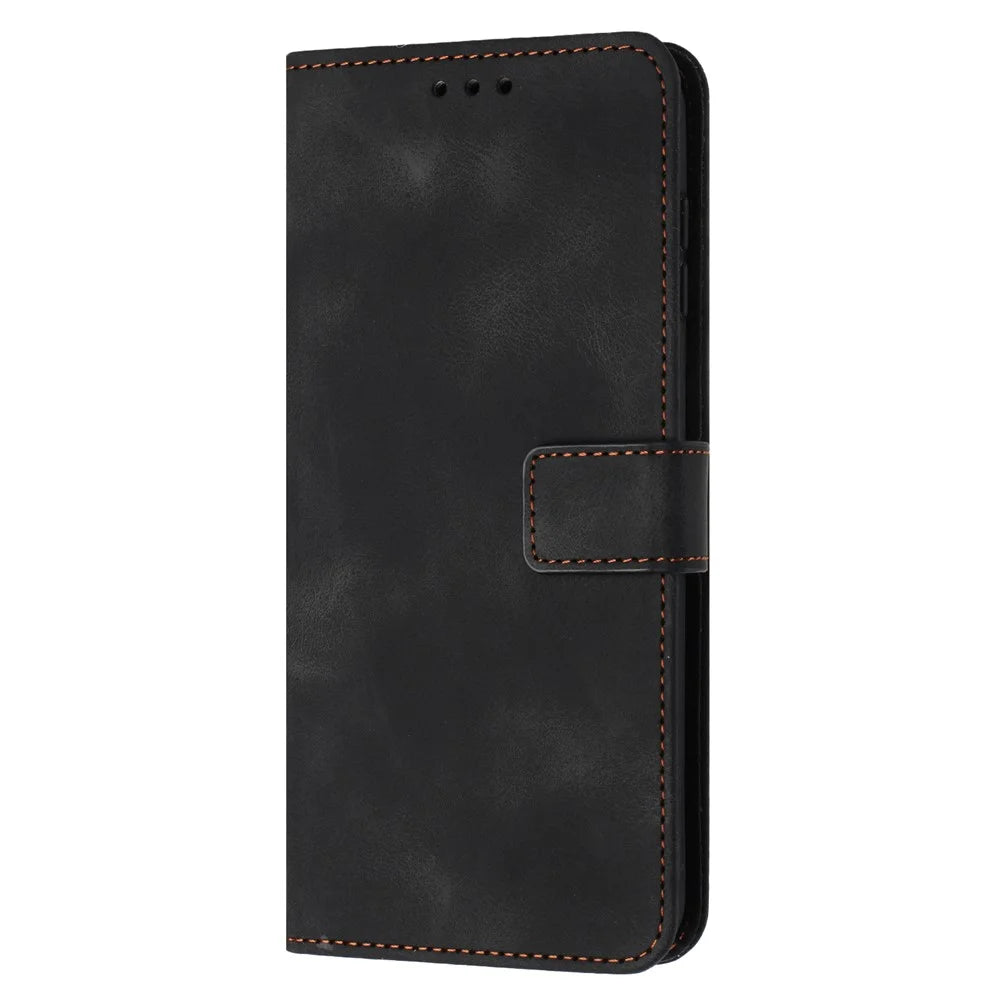 For Samsung Galaxy S23 FE Case Skin-touch PU Leather Wallet Folio Flip Phone Cover - Black - 7