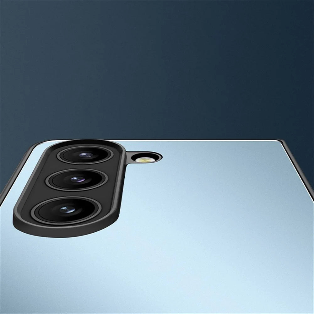 For Samsung Galaxy Z Fold 5G Matte Case Metal+PC+TPU Cell Phone Protective Cover - Blue - 2