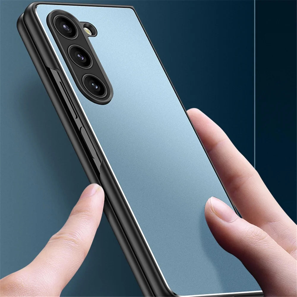 For Samsung Galaxy Z Fold 5G Matte Case Metal+PC+TPU Cell Phone Protective Cover - Blue - 4