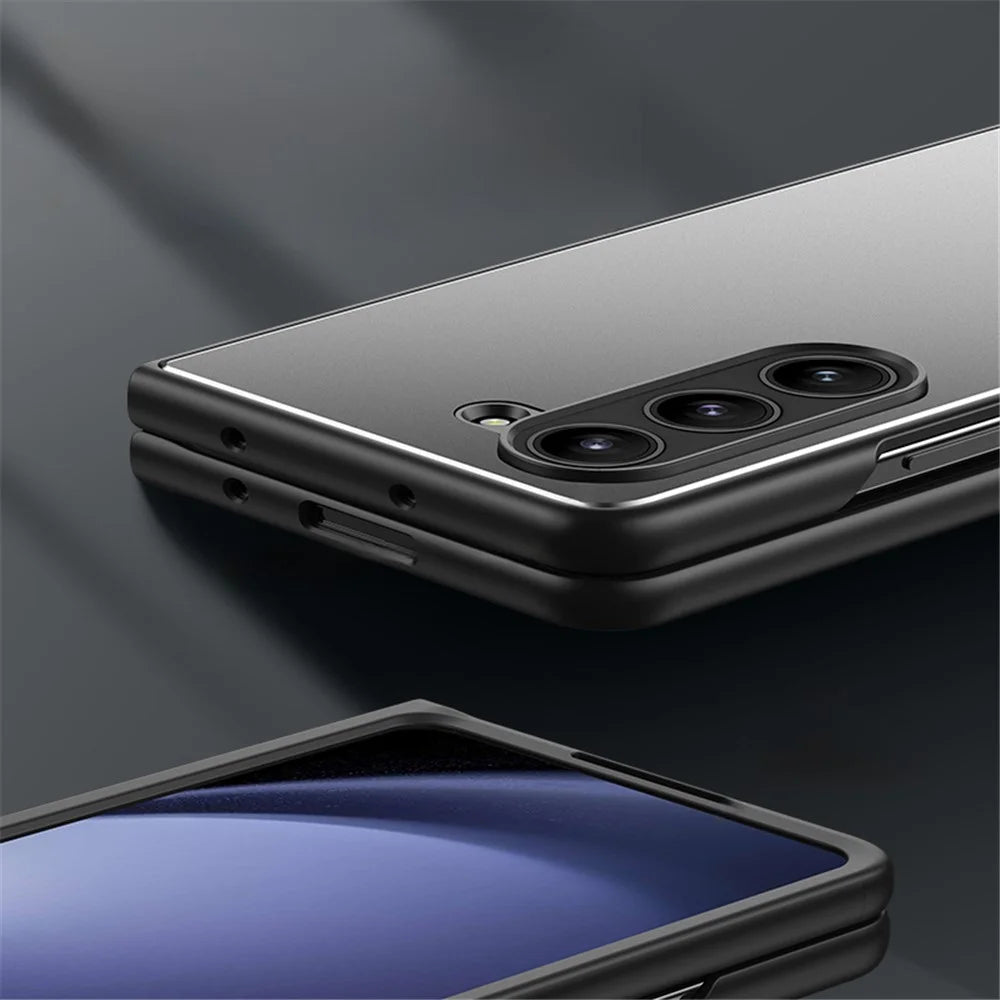 For Samsung Galaxy Z Fold 5G Matte Case Metal+PC+TPU Cell Phone Protective Cover - Blue - 6