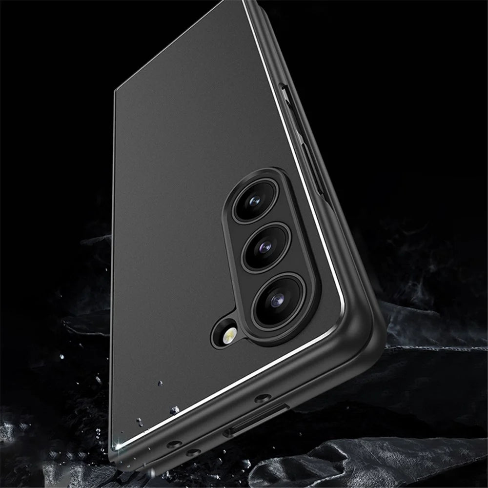 For Samsung Galaxy Z Fold 5G Matte Case Metal+PC+TPU Cell Phone Protective Cover - Blue - 7