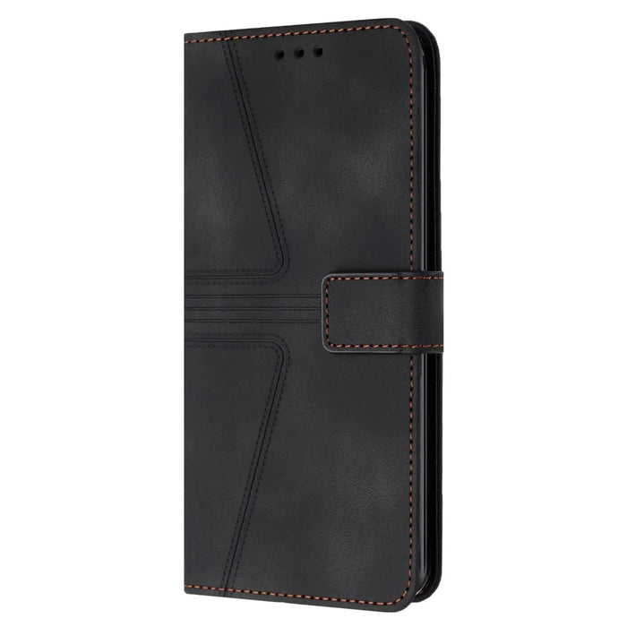 For Samsung Galaxy A15 5G  Case Leather Triangle Imprinted Card Slots Cell Phone Cover - Black - 7