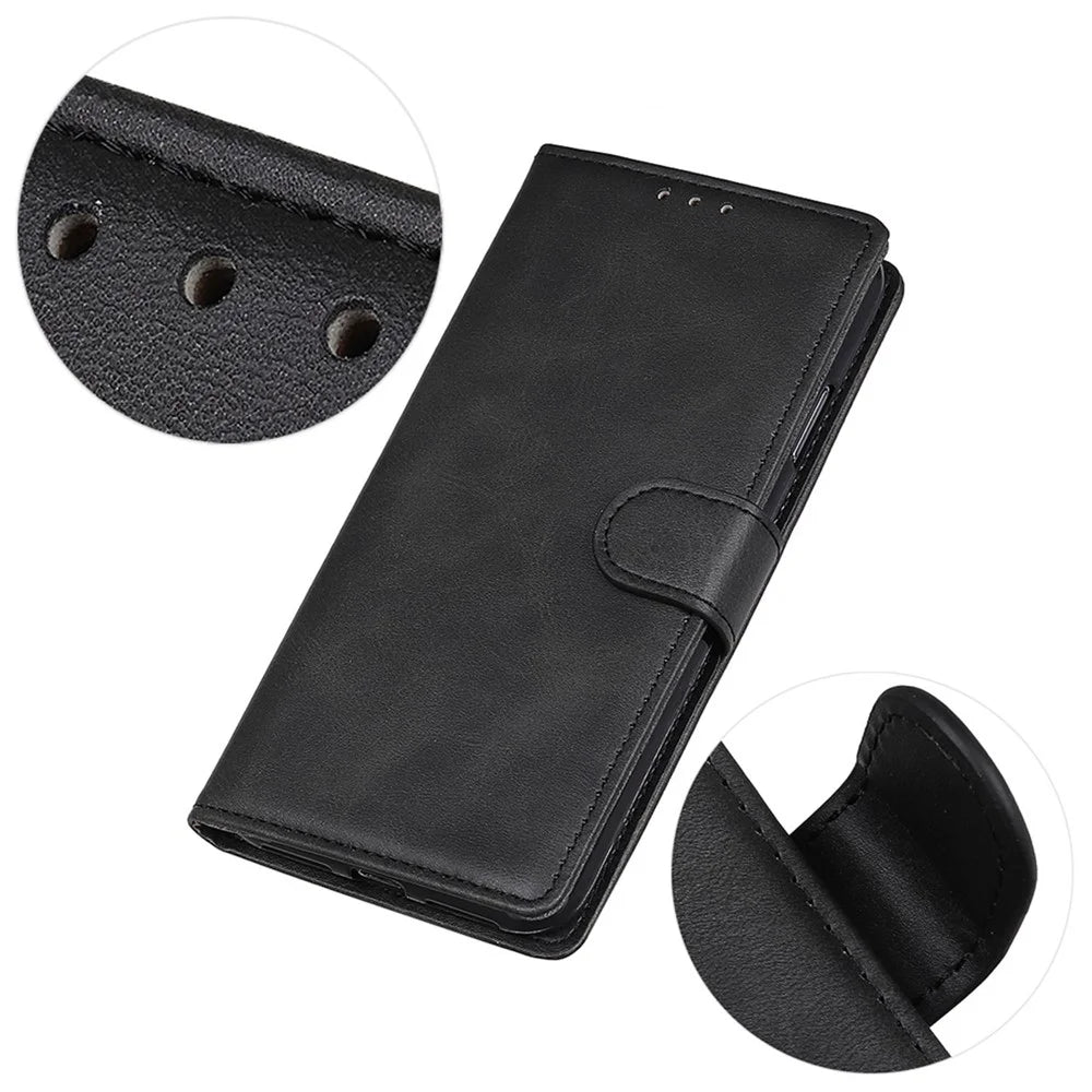 For Google Pixel 10 Pro / 10 / 9 Pro / 9 Cell Phone Case Cowhide Texture Magnetic Clasp Leather Wallet Full Protection Cover - Black - 5