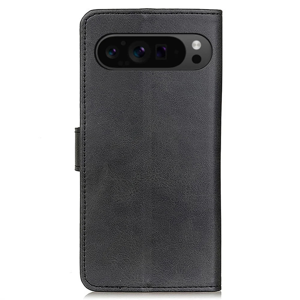 For Google Pixel 10 Pro / 10 / 9 Pro / 9 Cell Phone Case Cowhide Texture Magnetic Clasp Leather Wallet Full Protection Cover - Black - 7