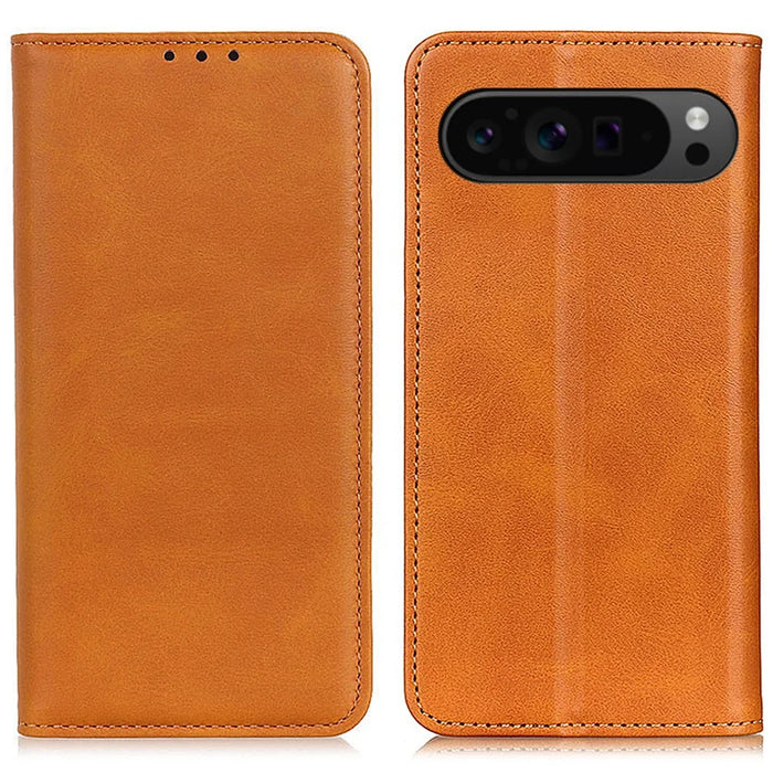 For Google Pixel 10 Pro / 10 / 9 Pro / 9 Case Split Leather Magnetic Adsorption Shockproof Flip Phone Cover - Brown - 1