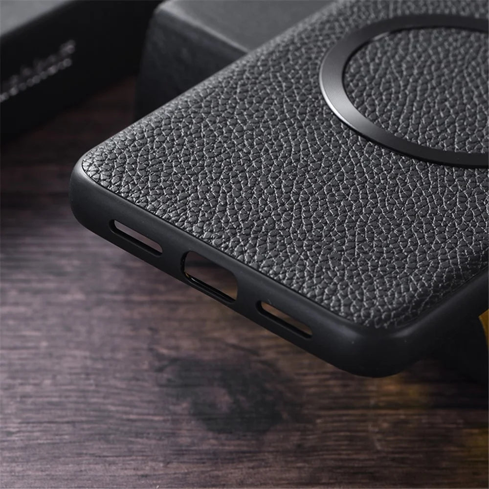 For Google Pixel 8 Pro Magnetic Phone Case Litchi Texture PU Leather Coated TPU Cover - Black - 3