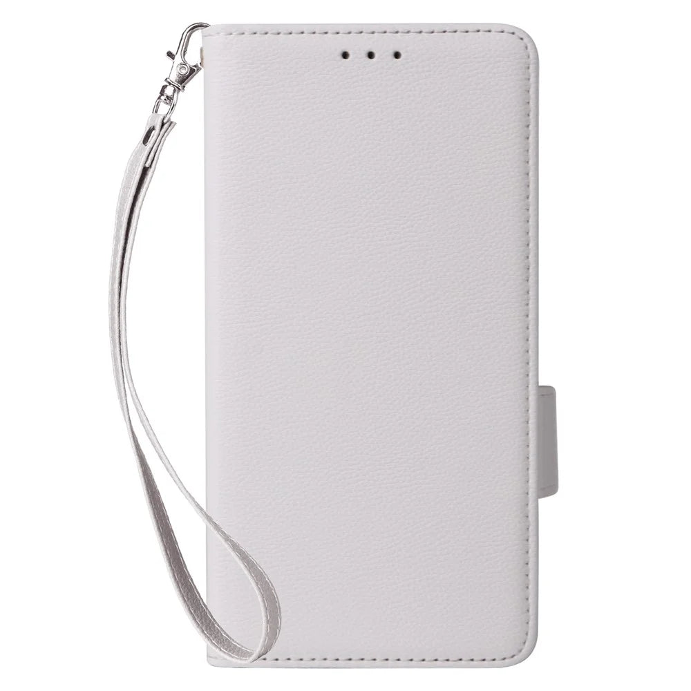 For Nothing Phone (2a) Plus / Phone (2a) Case with Wrist Strap Litchi Texture PU Leather Wallet Phone Cover - White - 7