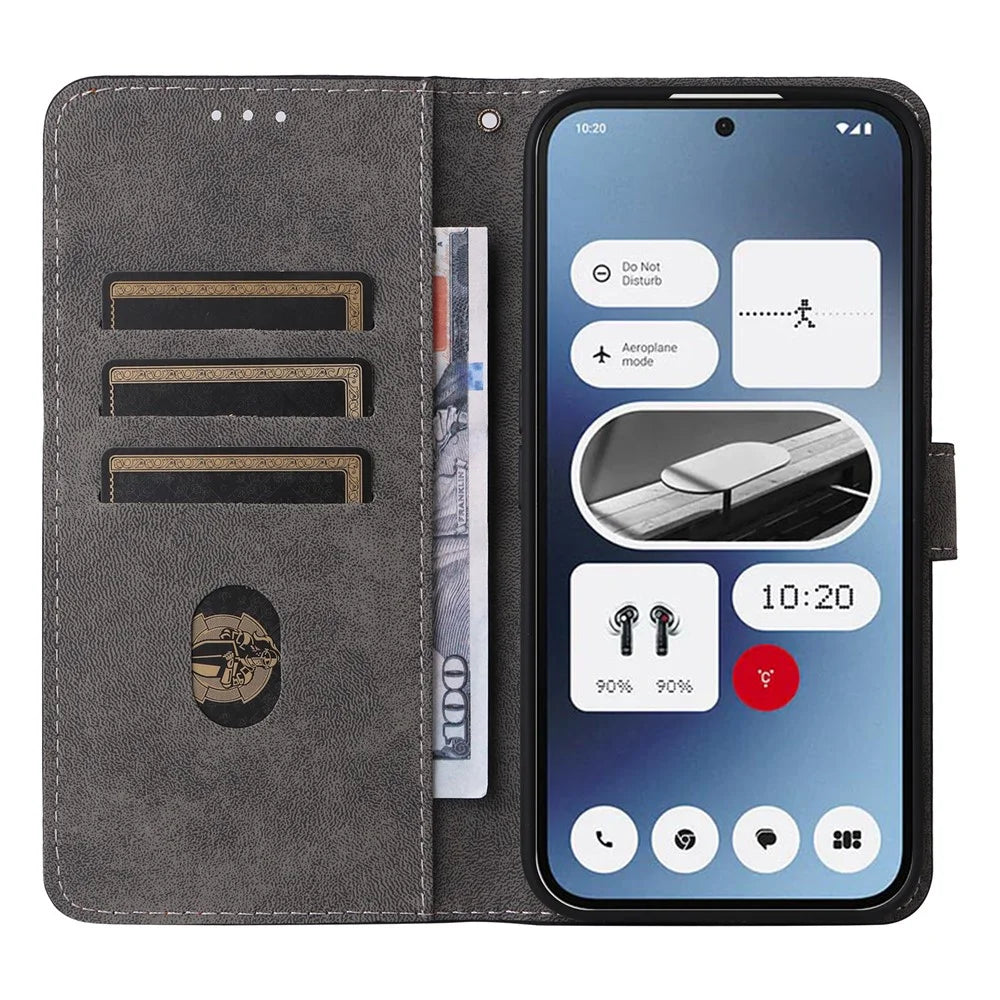 For Nothing Phone (2a) Plus / Phone (2a) Leather Case with Strap RFID Blocking Wallet Phone Cover - Black - 2