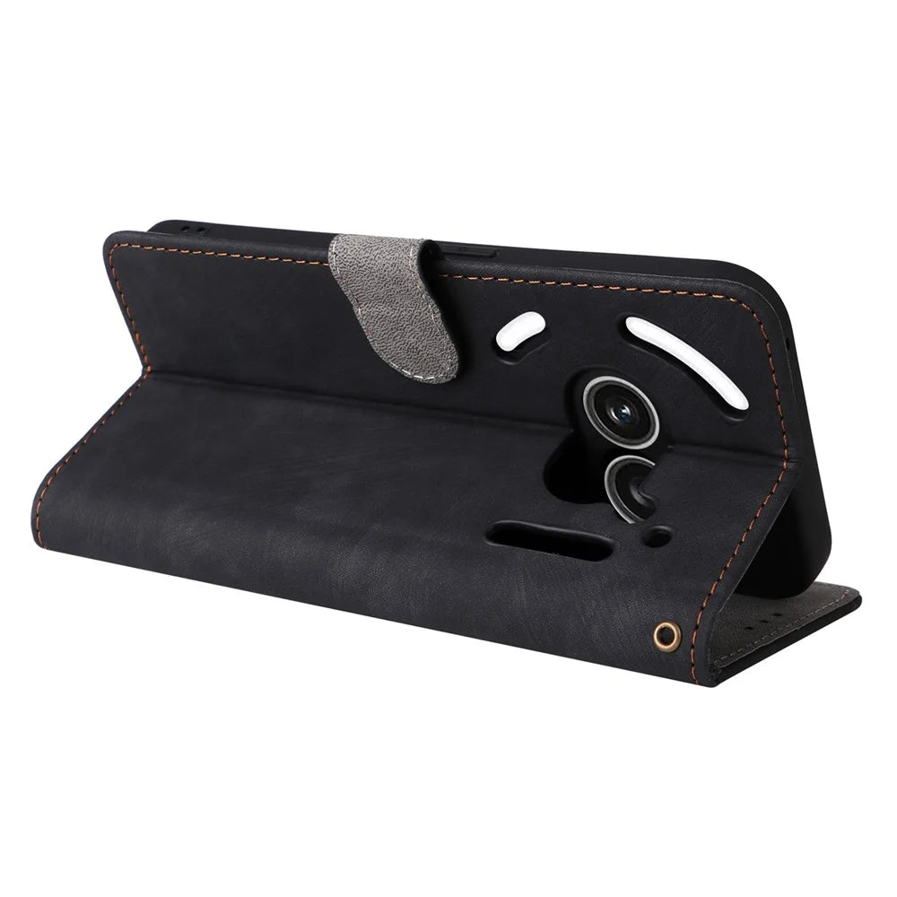 For Nothing Phone (2a) Plus / Phone (2a) Leather Case with Strap RFID Blocking Wallet Phone Cover - Black - 4