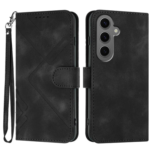 YX0040 For Samsung Galaxy S24+ Case Imprinted Leather Shockproof Wallet Phone Stand Cover - Black - 1