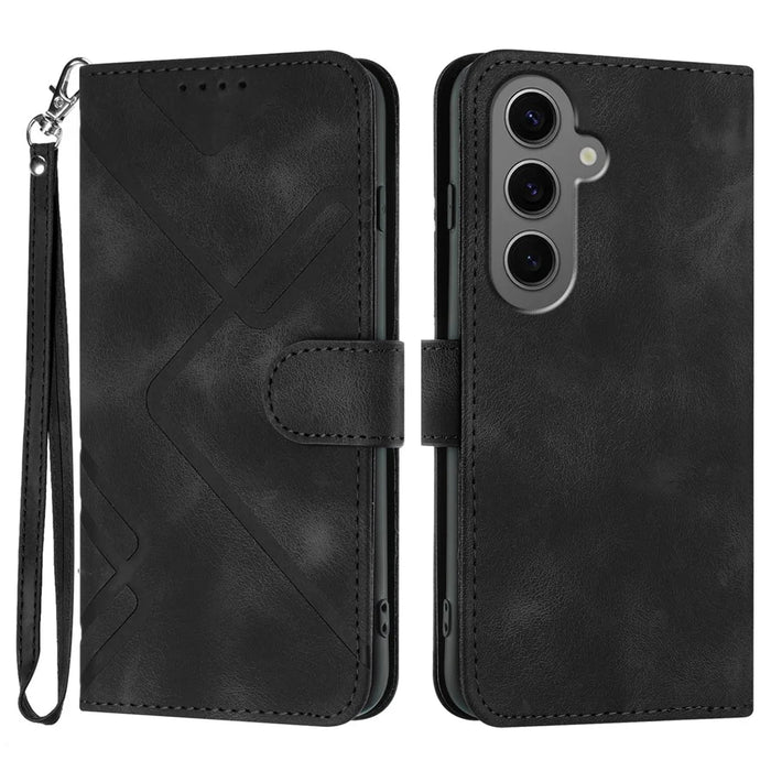 YX0040 For Samsung Galaxy S24+ Case Imprinted Leather Shockproof Wallet Phone Stand Cover - Black - 1
