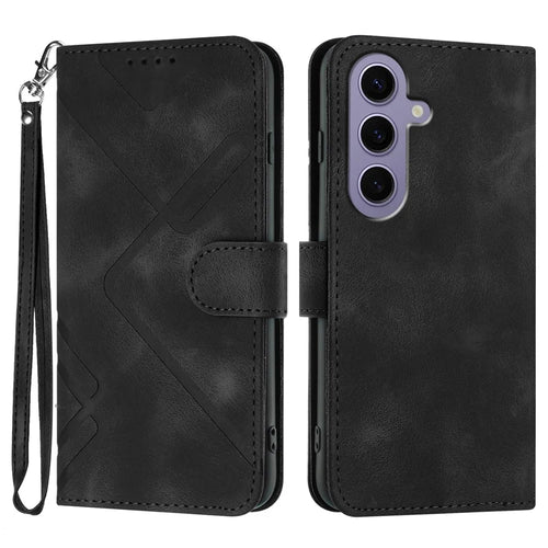 YX0040 For Samsung Galaxy S24 Case Wallet Imprinted Leather Phone Stand Cover - Black - 1