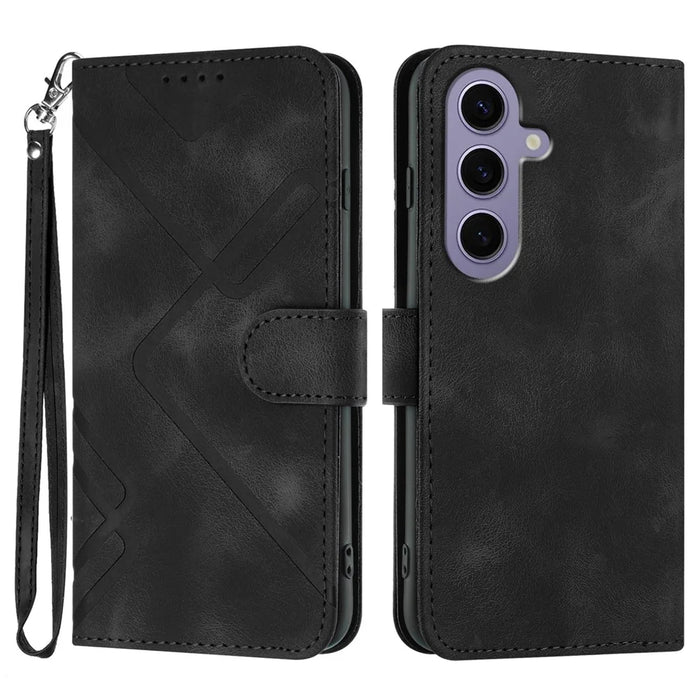 YX0040 For Samsung Galaxy S24 Case Wallet Imprinted Leather Phone Stand Cover - Black - 1