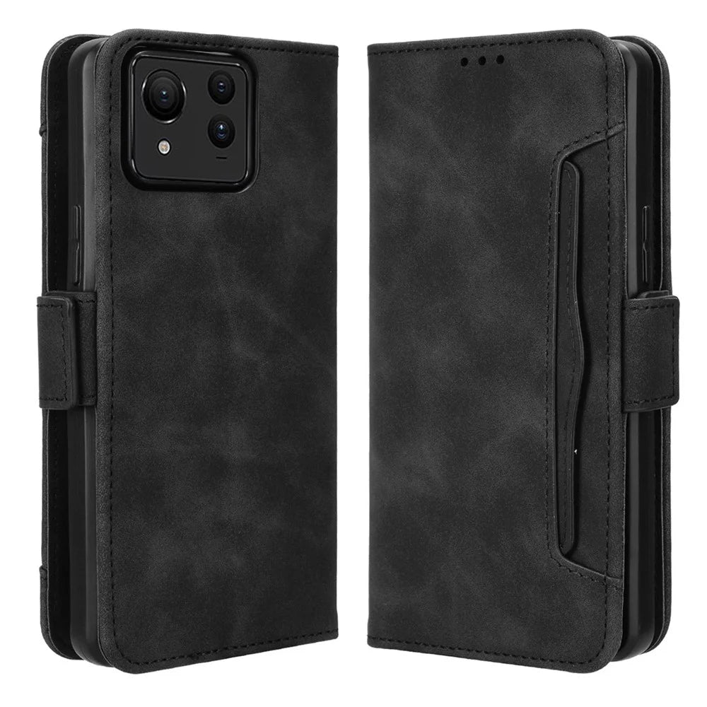 For Asus Zenfone 11 Ultra 5G Case Wallet Phone Leather Cover with Multiple Card Slots - Black - 1