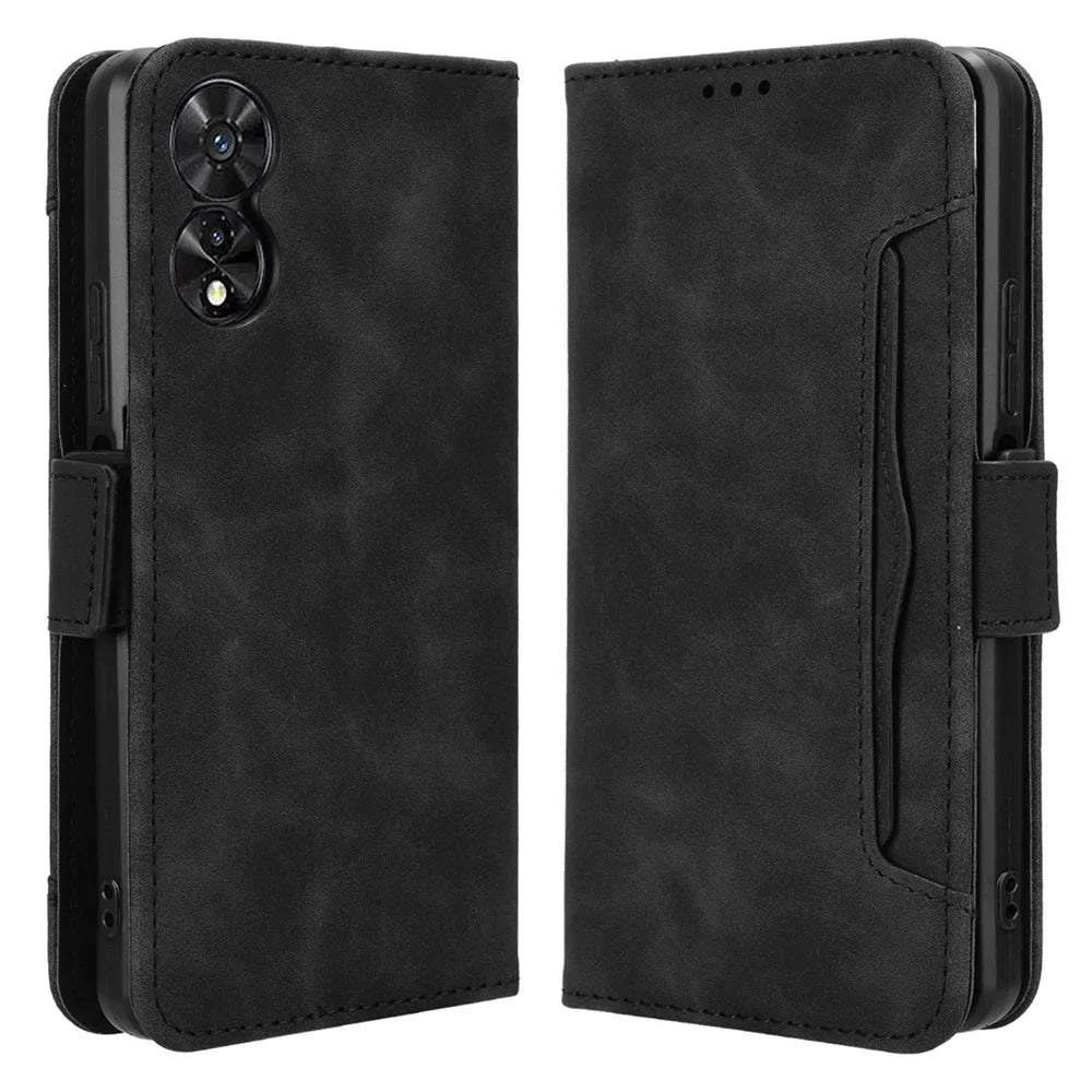 For TCL 505 T509K / T5094 Phone Case Multiple Card Slots Wallet Leather Cover - Black - 1