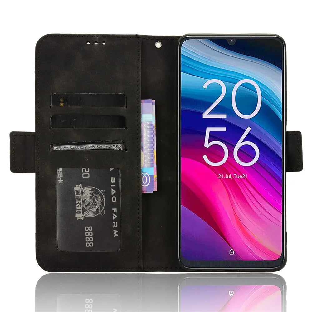For TCL 505 T509K / T5094 Phone Case Multiple Card Slots Wallet Leather Cover - Black - 3