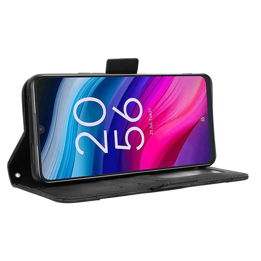 For TCL 505 T509K / T5094 Phone Case Multiple Card Slots Wallet Leather Cover - Black - 4