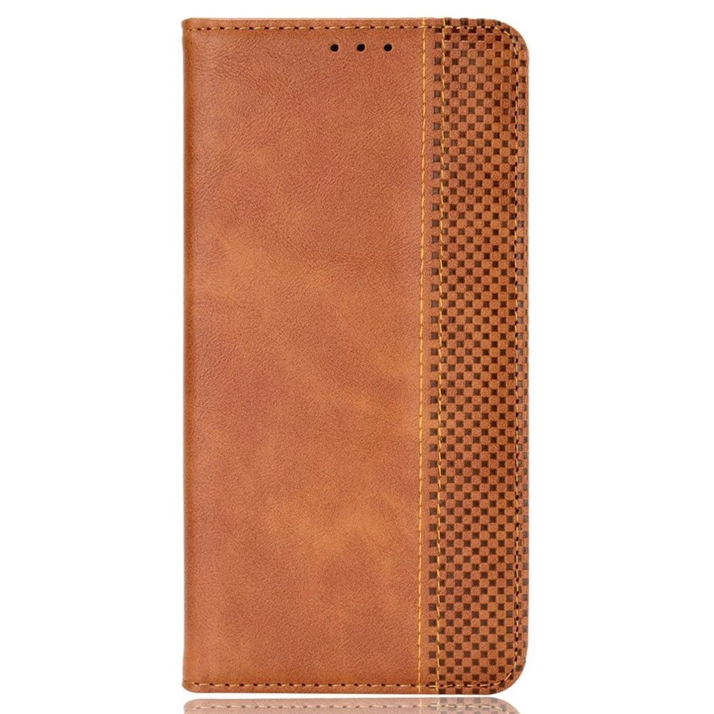 For TCL 505 T509K T5094 Case Retro Leather Magnetic Closure Flip Phone Cover - Brown - 6