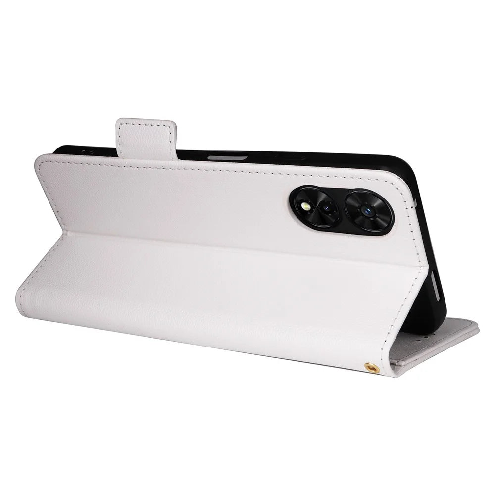 For TCL 505 T509K T5094 Case with Wrist Strap Litchi Texture PU Leather Wallet Phone Cover - White - 4