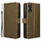 For TCL 50 SE Wallet Phone Case Diamond Texture PU Leather Flip Cover - Brown - 1