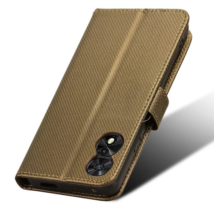 For TCL 50 SE Wallet Phone Case Diamond Texture PU Leather Flip Cover - Brown - 5