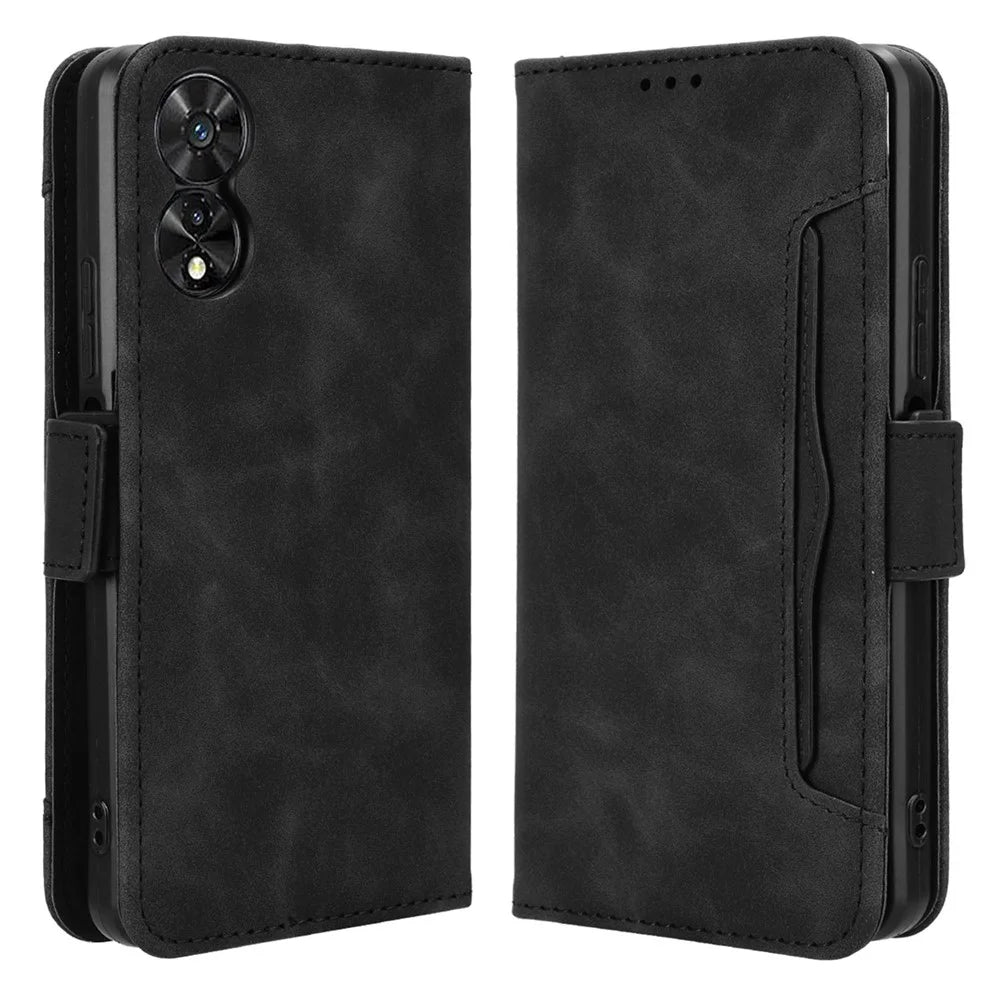 For TCL 50 SE Case PU Leather Multiple Card Slots Shockproof Flip Phone Cover - Black - 1