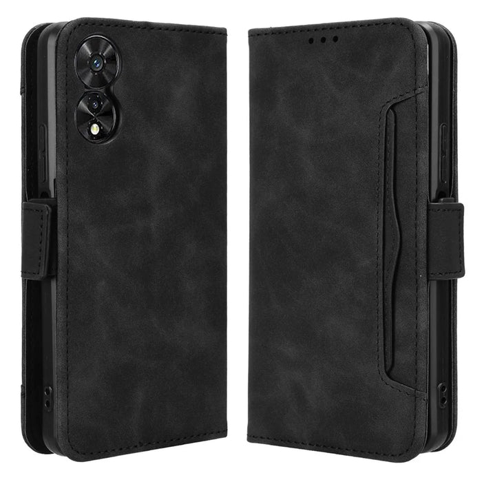 For TCL 50 SE Case PU Leather Multiple Card Slots Shockproof Flip Phone Cover - Black - 1