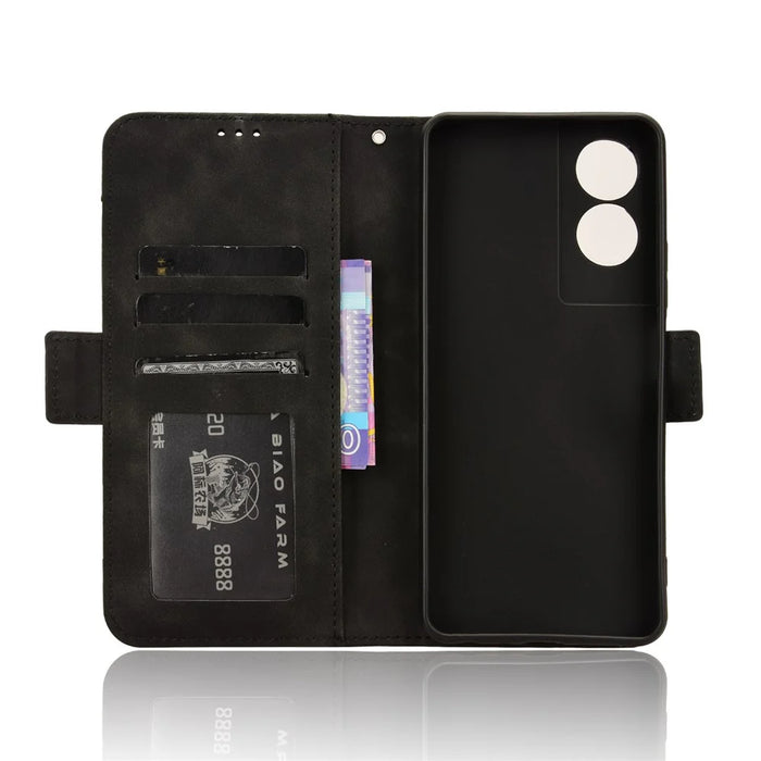 For TCL 50 SE Case PU Leather Multiple Card Slots Shockproof Flip Phone Cover - Black - 5