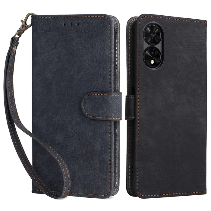 For TCL 505 T509K / T5094 Leather Case with Strap RFID Blocking Wallet Phone Cover - Black - 1