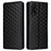 For TCL 505 T509K / T5094 Case Rhombus Pattern Leather Stand Folio Flip Phone Cover - Black - 1