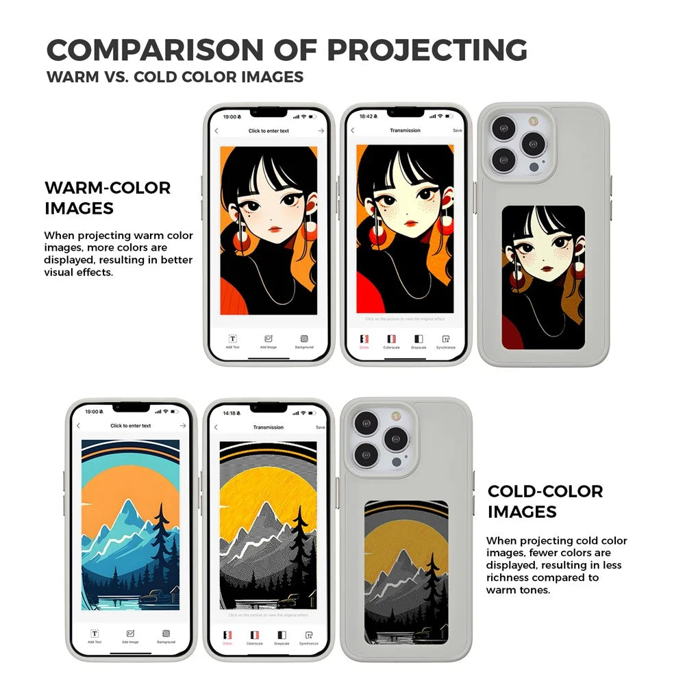 INKZONE For iPhone 13 Pro Case 4-Color Customizable E-Ink Display Phone Case PC+TPU Cover - Grey - 3