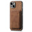For iPhone 13 Case Compatible with MagSafe Leather Back Cover with Detachable Card Holder - Brown - 2