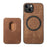 For iPhone 13 Case Compatible with MagSafe Leather Back Cover with Detachable Card Holder - Brown - 3