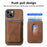 For iPhone 13 Case Compatible with MagSafe Leather Back Cover with Detachable Card Holder - Brown - 7