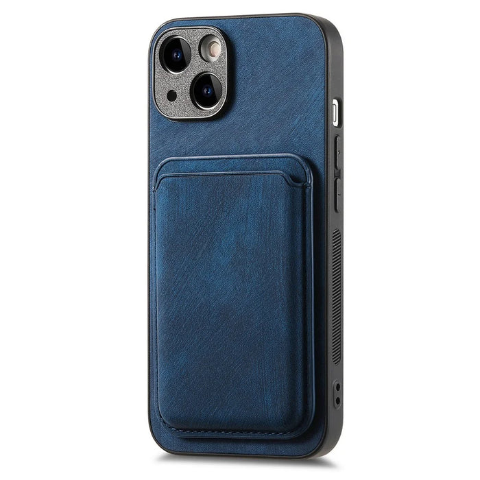 For iPhone 15 Case Compatible with MagSafe Leather Back Cover with Detachable Card Holder - Blue - 2