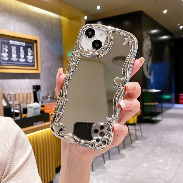 For iPhone 13 Drop Proof TPU Case Electroplating Mirror Surface Phone Cover - 5