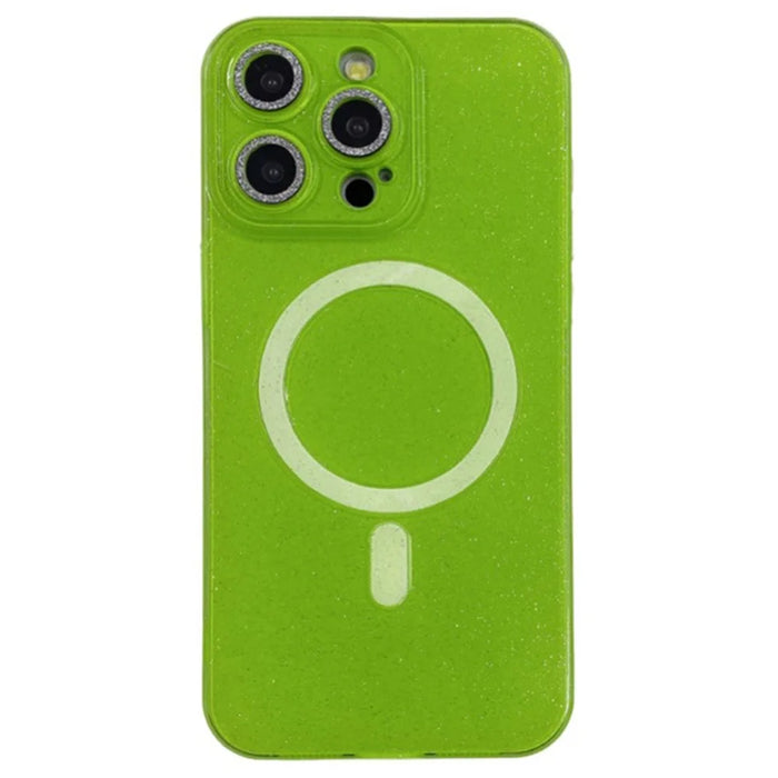 For iPhone 15 Pro Max Case Compatible with MagSafe Shiny Glitter TPU Phone Cover - Fluorescent Green - 1