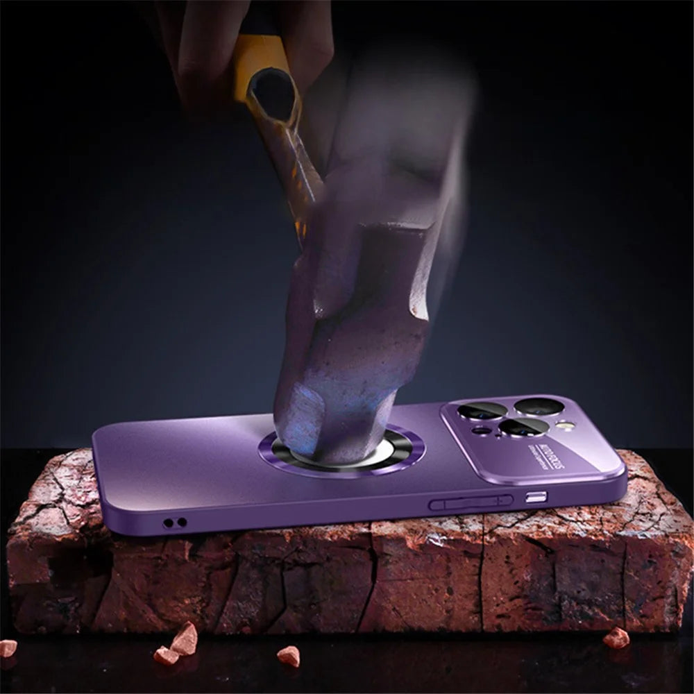 For iPhone 13 Pro Magnetic Case Hard PC Protective Phone Cover with Lens Film - Titanium Grey - 7