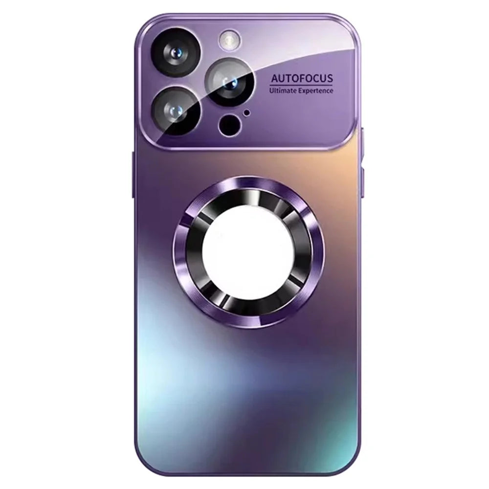 For iPhone 14 Pro Max Case with Lens Film Magnetic Anti-scratch PC Phone Protective Shell - Dark Purple - 1